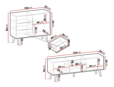 Obývacia zostava II Monstera (Čierny + Dub evoke)