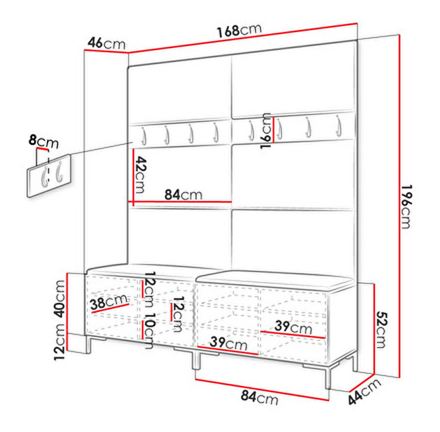 Set mobilier hol Frisala II (Alb) (Manila 23)