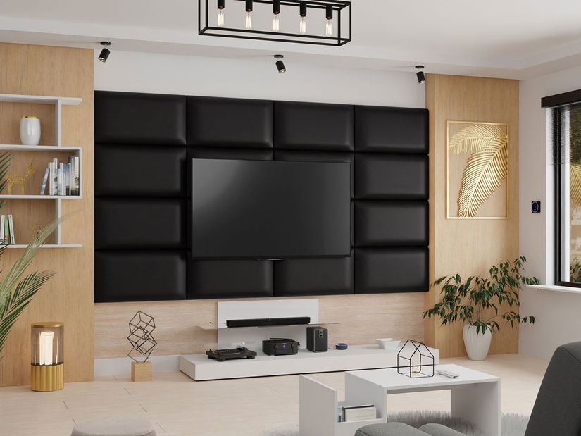 Panou de perete tapițat Pazara 84x42 (piele ecologică soft 11 (Negru)