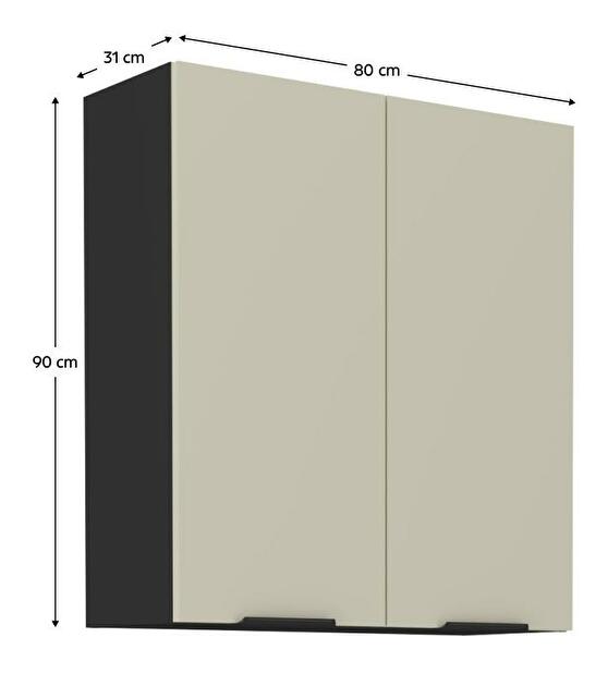 Horná kuchynská skrinka Arikona 80 G 90 2F (kašmír + čierna) 