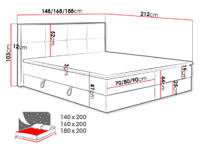 Franciaágy Boxspring 160 cm Bolondra (arany kézműves tölgy + soro 97)