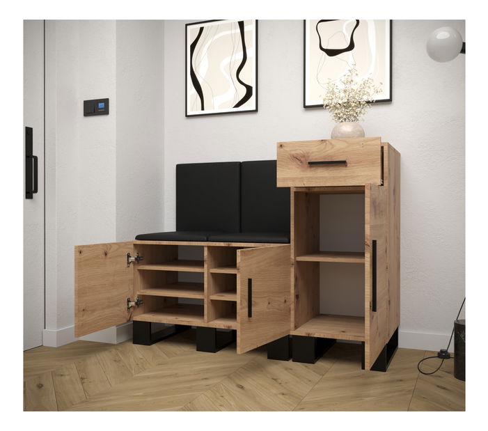 Set za predsoblje Amanda 18 (hrast artisan + tamnosiva)