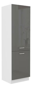 Potravinová kuchynská skrinka Saria 60 DK-202 2F (biela + lesk sivý)