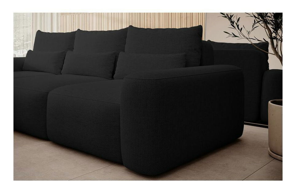 Rohová sedacia súprava Carlito (L) (čierna + čierna)