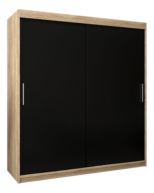 Ormar za garderobu 180 cm Toki (hrast sonoma + crna mat)