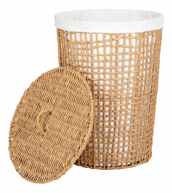 Kôš na bielizeň Plameria (prírodná + biela)