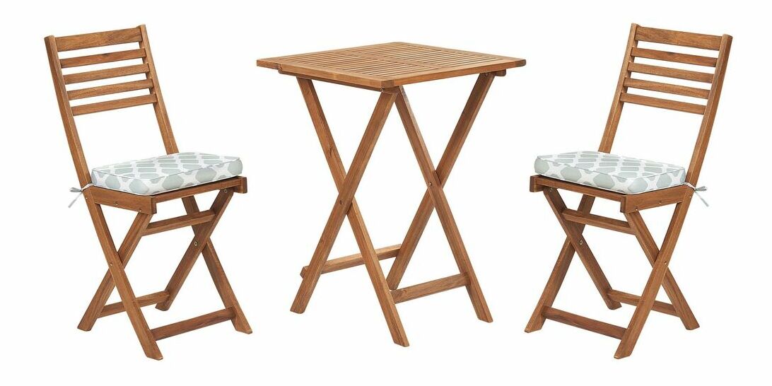 Set Bistro FIJI (masív) (maro deschis) (cu perne mentă)