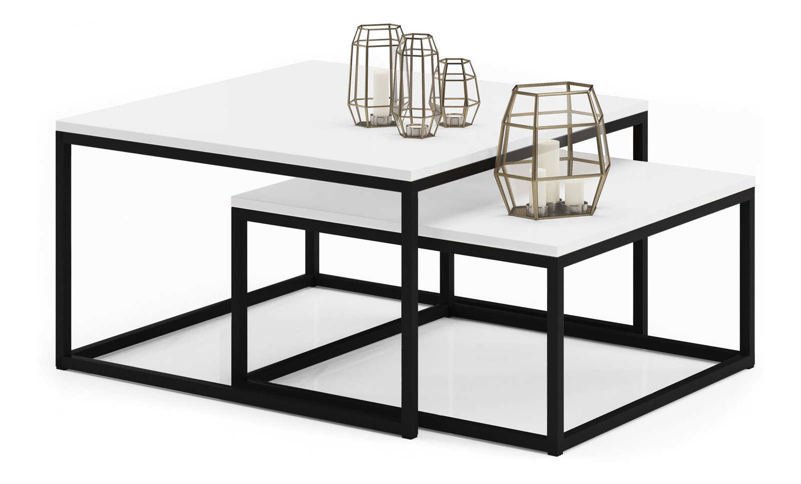 Set 2 ks. măsuțe cafea Kamir (negru + alb)