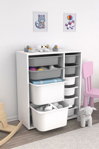 Organizator za igračke Dremonka 10 (bijela + siva)