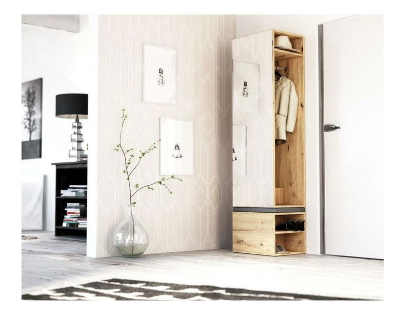 Set mobilier pentru hol Clover (alb + stejar artisan) (so zrkadlom)