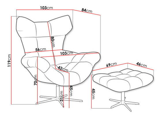 Kreslo s taburetkou Hellen (tmavozelená)