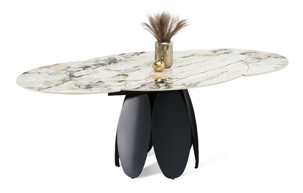 Masă sufragerie Facilidades (marmură + negru)