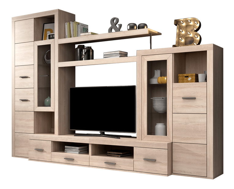 Obývacia stena 280 cm Atlanta ( s LED osvetlením) (dub sonoma)