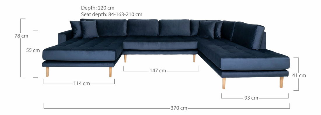 Rohová sedacia súprava v tvare U (L) Lvaveriaora U (tmavomodrá)