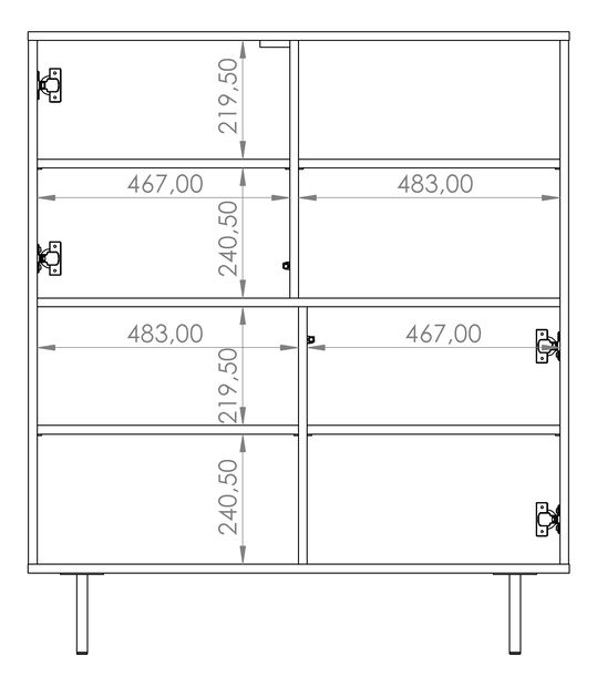 Komoda Presto K2D (čierna matná + captains deck)