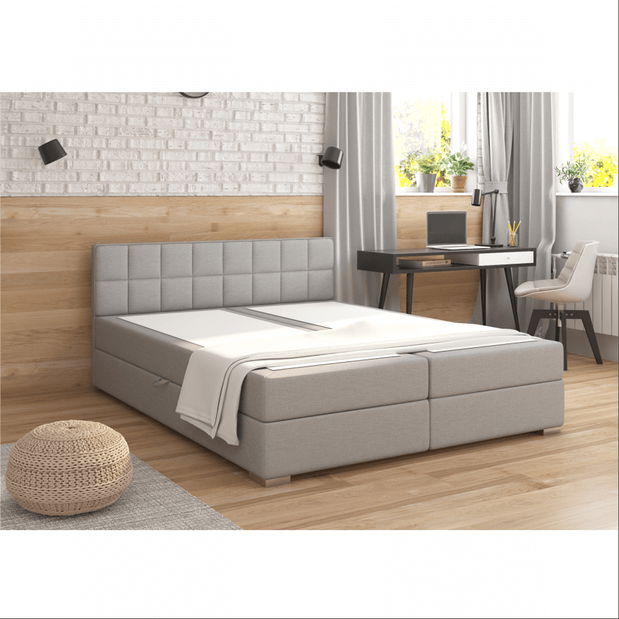 Manželská posteľ Boxspring 160 cm Ferrati (svetlosivá) *výpredaj