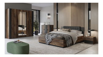 Dulap de haine Signat Typ 18 (Negru + Stejar flagstaff + argintiu)