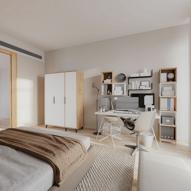 Šatníková skriňa Adian (dub + biela)