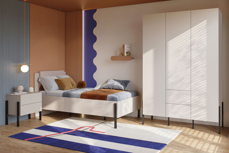 Egyszemélyes ágy 100 cm Juka (kasmír) (tárolóhellyel)