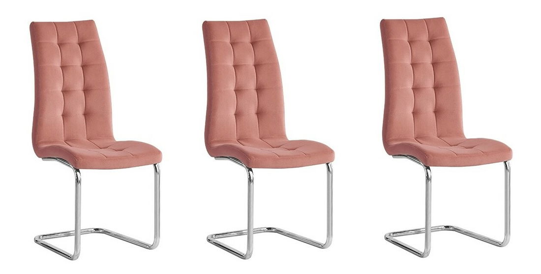 Set blagovaonskih stolica (3kom.) Farando NEW (ružičasta + krom) *rasprodaja
