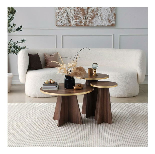 Măsuță de cafea Kabivo 1 (auriu + nuc)