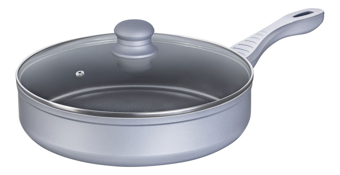 Panvica Lamart Cast s pokrievkou 28cm (strieborná/čierna)