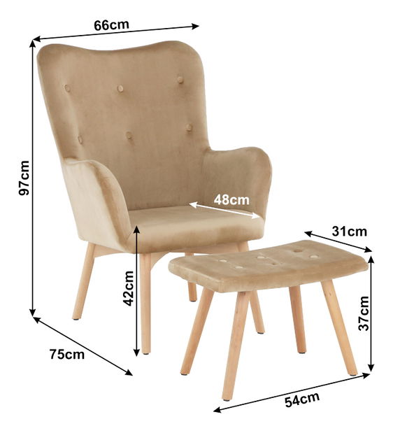 Fotel puffal Lager New (bézs) 