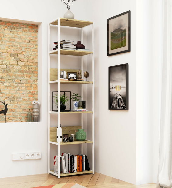 Regal Loriana II (bijela + hrast artisan)