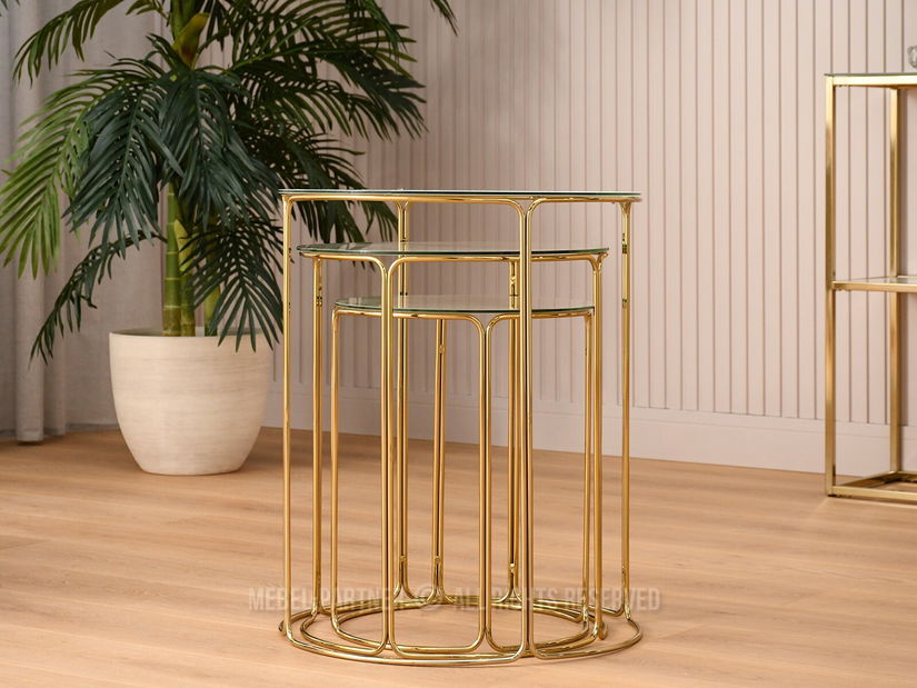 Konferenčný stolík Belianni Zest (biely mramor + zlatá)