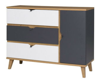 Komód Thalia TM09 K1D3SZ (arany tölgy + grafit + fehér) 