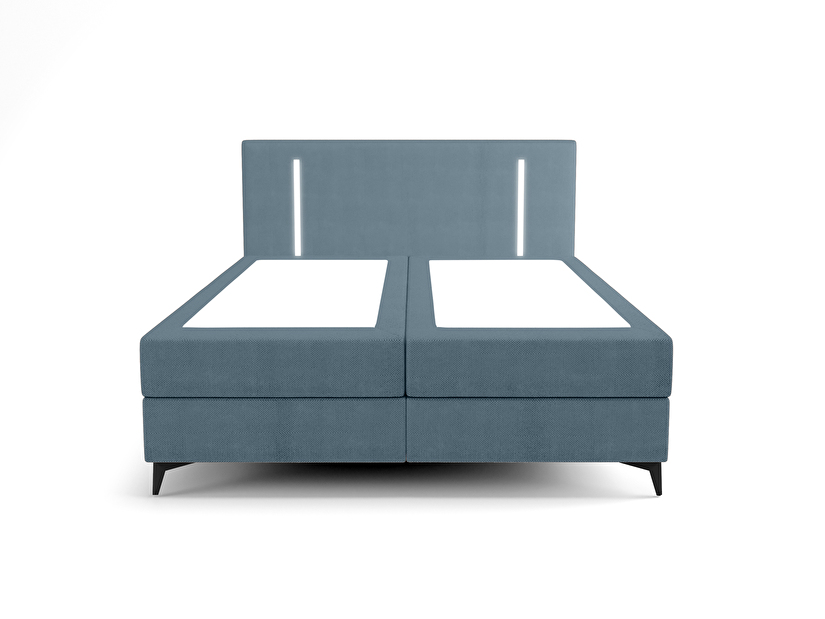 Bračni krevet 160 cm Ortega Comfort (svetloplava) (s podnicom i madracem, s prostorom za odlaganje) (s LED rasvjetom)