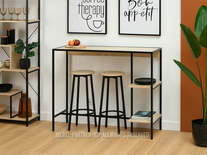 Barski set Everet (sonoma + crna) (za 2 osobe)