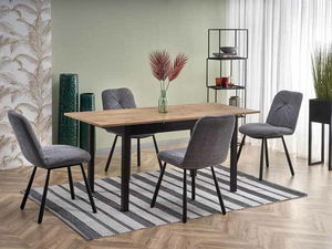 Blagovaonski stol na razvlačenje 124-168 cm Guliv (crna + hrast wotan) (za 4 do 6 osoba)