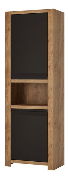 Dulap cu rafturi Lacetta HAVS01 (Stejar lefkas închis + negru)