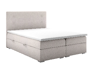 Pat matrimonial Boxspring 140 cm Grini (bej) (cu sp. depozitare)