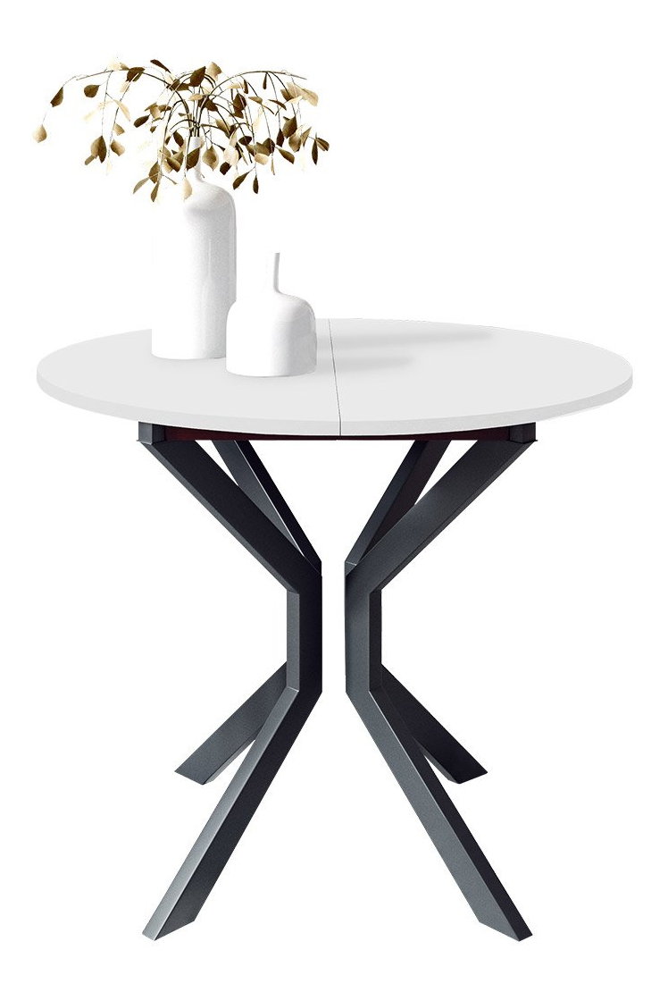 Széthúzható étkezőasztal 90 cm Kertare M 90 (fehér + fekete) (2-4 személy részére)