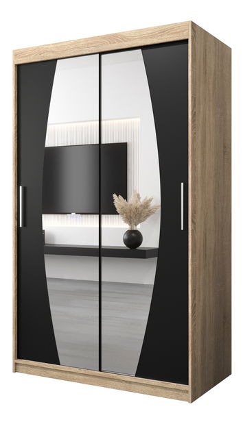 Ruhásszekrény 120 cm Eclipse (szonoma tölgy + matt fekete)