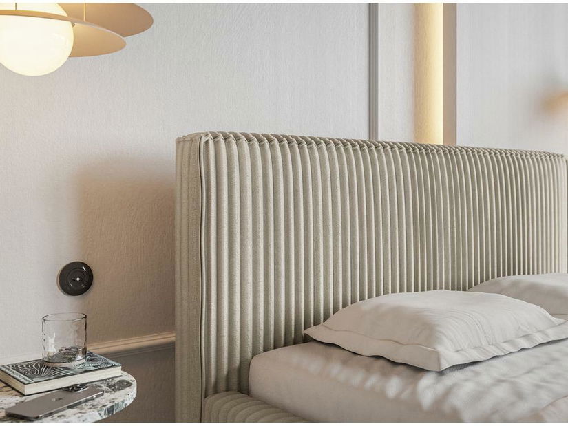 Pat matrimonial 180 cm Tulia 180 (bej deschis + negru)