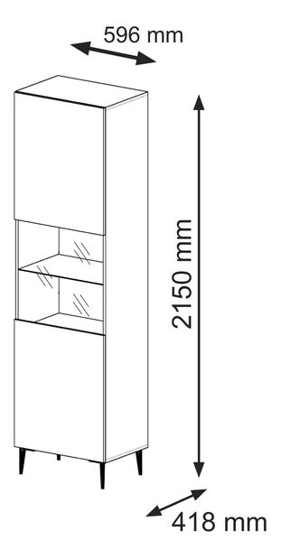 Vitrina 1DS Rowanna (crna + zlatna)