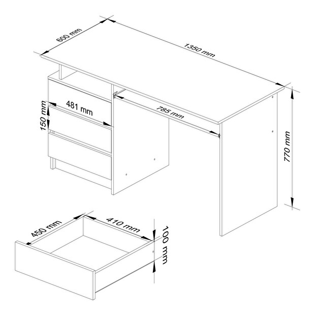 PC stolík Bronte (dub sonoma + biela)