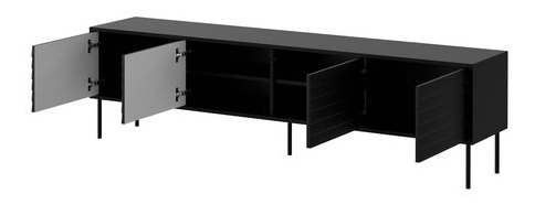 Set mobilier living Hermano I (Negru + Nuc warnia) 