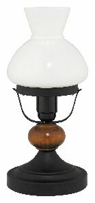 Stolová lampa Petronel 7072 (matná čierna + orech vlašský + opálové sklo)