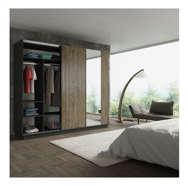 Dulap de haine Franc 80 (lemn negru + pin atlantic)