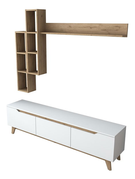 Obývacia stena Mitevu 2 (biela + orech) 