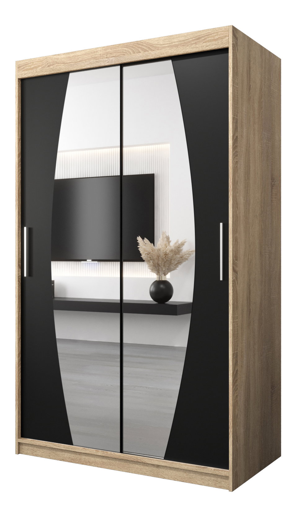 Šatníková skriňa 120 cm Eclipse (dub sonoma + čierna matná)