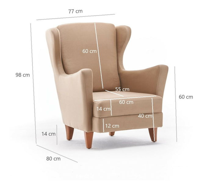 Fotoliu tip wingback – Lusitania 1 (crem) *resigilat