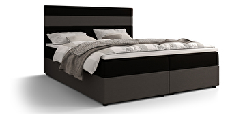 Manželská posteľ  Boxspring 180 cm Locos (čierna + sivá) (s matracom a úložným priestorom)