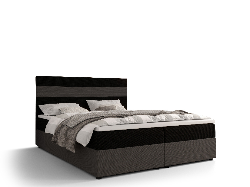 Manželská posteľ Boxspring 140 cm Locos Comfort (tmavohnedá + tmavosivá) (s matracom a úložným priestorom)