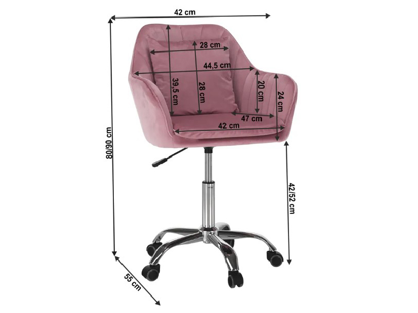 Uredska fotelja Siegen (ružičasta + krom)