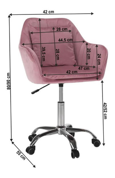 Uredska fotelja Siegen (ružičasta + krom)
